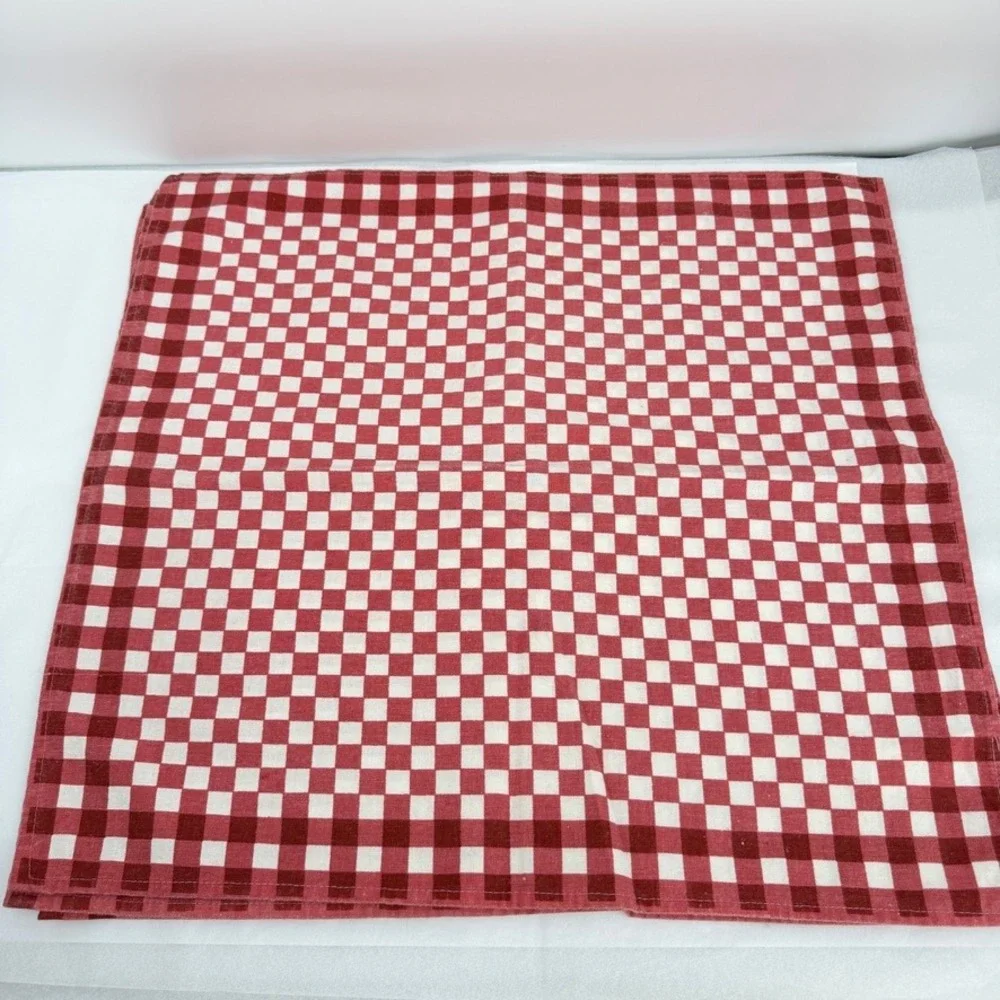 Surface Place Cloth Napkins Red White Checkered Gingham 1992 Dining Set VTG
